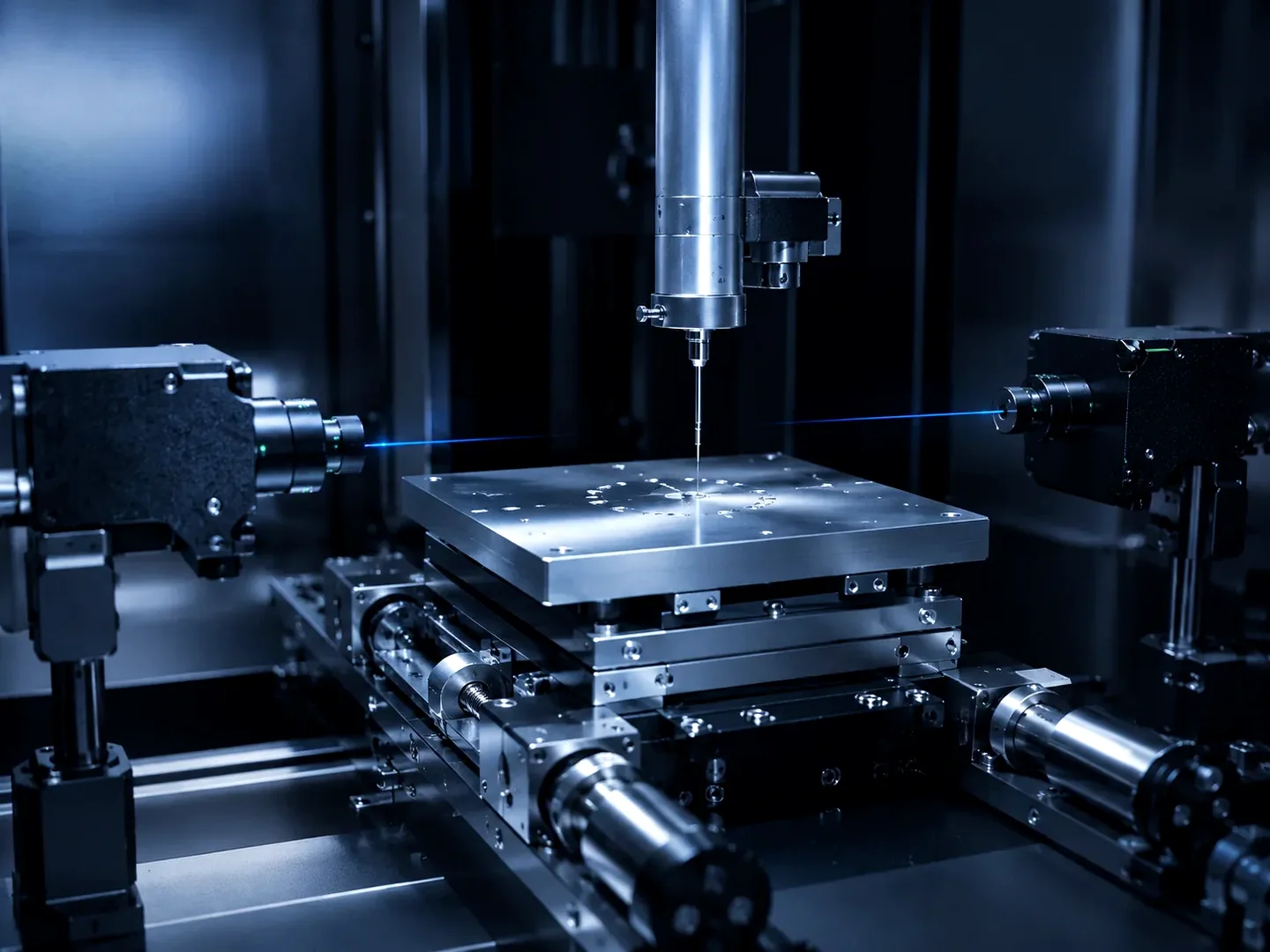 Precision sample table under metrology inspection